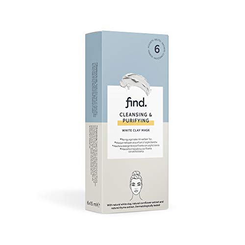 FIND - Mascarilla limpiadora y purificadora con arcilla blanca, 6 envases de 15 ml
