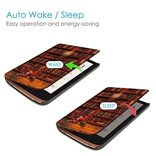 Fintie Funda Compatible con Pocketbook Touch HD 3/Touch Lux 4/Basic Lux 2/Color (2020) e-Book Reader de 6"- Súper Delgada y Ligera Carcasa con Auto-Reposo/Activación, Biblioteca