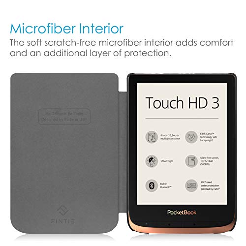 Fintie Funda Compatible con Pocketbook Touch HD 3/Touch Lux 4/Basic Lux 2/Color (2020) e-Book Reader de 6"- Súper Delgada y Ligera Carcasa con Auto-Reposo/Activación, Biblioteca