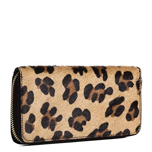 FIRENZE ARTEGIANI. Stella Cartera Mujer Mujer.Piel auténtica Cavallino Leopardo Grande .Made in Italy. Vera Pelle Italiana.19x2,5x10,5 cm. Color: Leopardo