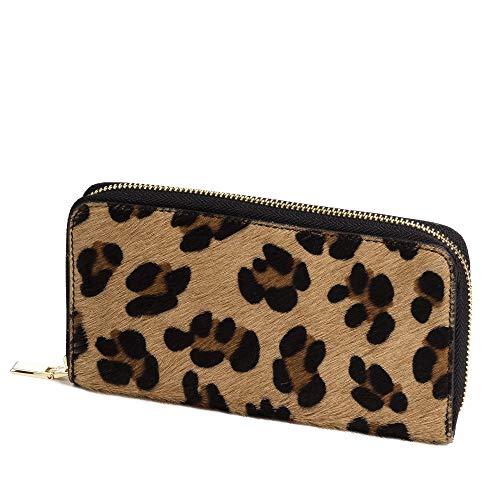 FIRENZE ARTEGIANI. Stella Cartera Mujer Mujer.Piel auténtica Cavallino Leopardo Grande .Made in Italy. Vera Pelle Italiana.19x2,5x10,5 cm. Color: Leopardo