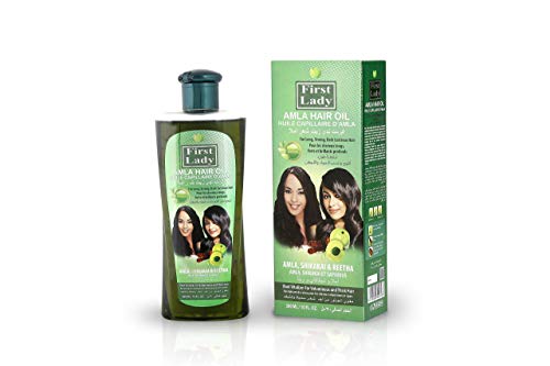 First Lady Herbal AMLA (Indian Gooseberry) Hair Oil 300ml - For Long, Strong, Dark Lustrous Hair - With Shikakai & Reetha - For All Hair Types