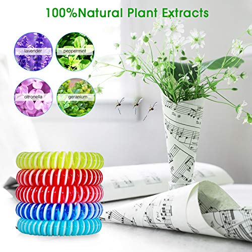 FISHOAKY Tropical, 100% Natural, Resistente al Agua, 10 Paquetes de Pulseras con 4 Parches repelentes, para Adultos y niños, Interior Exterior, antimosquitos