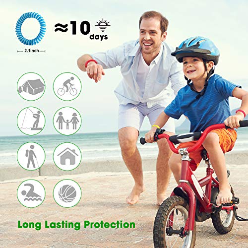 FISHOAKY Tropical, 100% Natural, Resistente al Agua, 10 Paquetes de Pulseras con 4 Parches repelentes, para Adultos y niños, Interior Exterior, antimosquitos