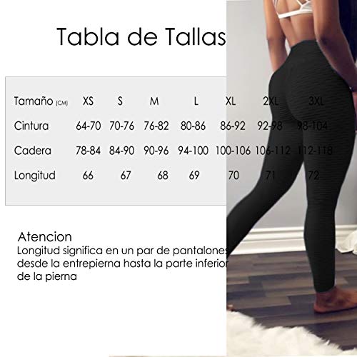FITTOO Leggings Push Up Mujer Mallas Pantalones Deportivos Alta Cintura Elásticos Yoga Fitness Negro L
