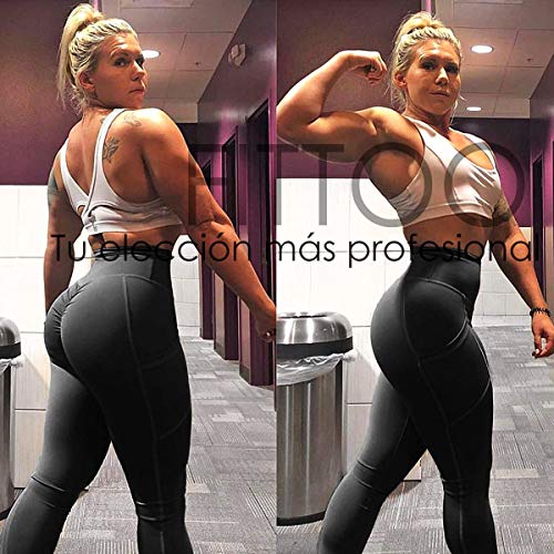 FITTOO Mallas Leggings Mujer Pantalones Deportivos Yoga Alta Cintura Elásticos Transpirables Negro M