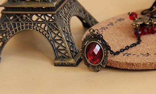 Five Season 1pcs Handmade Retro Black Lace Vampire Slave Bracelet With Fabric Flower And Red Resin Gothic Style by Five Season