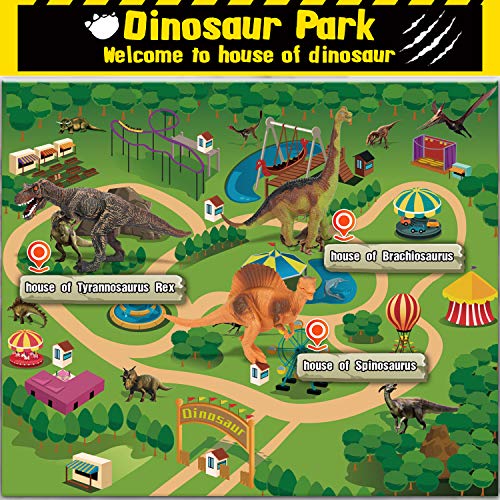 Fivejoy Juguetes de Dinosaurios, Dinosaurios Juguetes, Figuras de Dinosaurios realistas, Juego Educativo de Dinosaurios con tapete de Juego de Actividades para Crear un Mundo de Dinosaurios Cumpleaño
