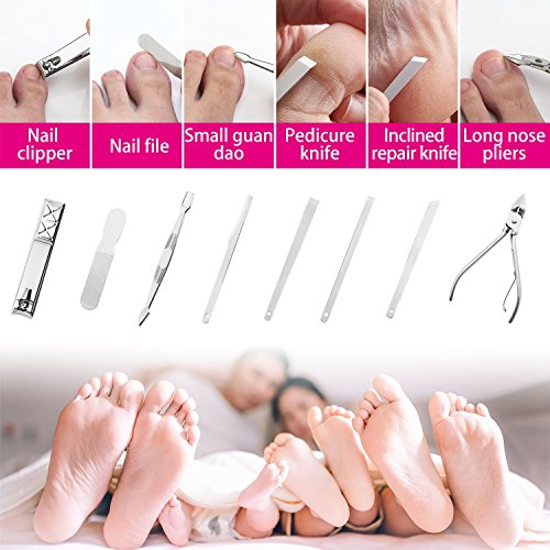 Fixget 18 Set de Manicura Pedicura Kit de uñas deAcero Inoxidable, Tijeras de uñas Profesionales Manicura Kit Incluye Herramientas Remover Cutícula (18Pcs Rojo)