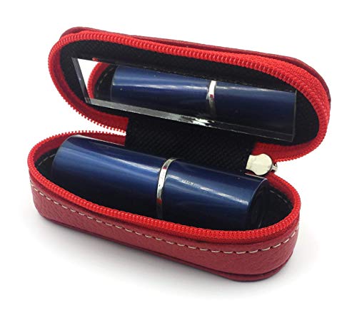 FJR-ArtPiel - Funda de pintalabios con espejo Piel Ubrique - Alta Calidad - Rojo