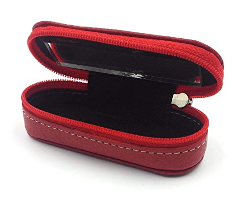 FJR-ArtPiel - Funda de pintalabios con espejo Piel Ubrique - Alta Calidad - Rojo