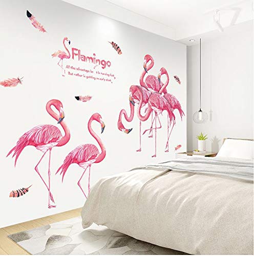 Flamingo sala de estar porche TV fondo decoración de la pared pegatinas de pared a prueba de agua 93 * 120 cm
