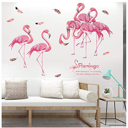 Flamingo sala de estar porche TV fondo decoración de la pared pegatinas de pared a prueba de agua 93 * 120 cm