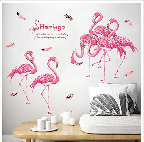 Flamingo sala de estar porche TV fondo decoración de la pared pegatinas de pared a prueba de agua 93 * 120 cm