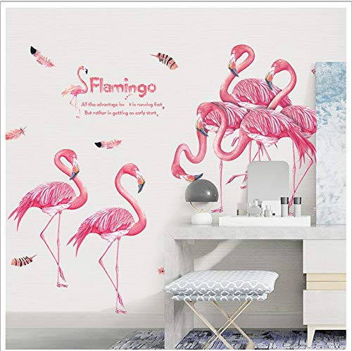 Flamingo sala de estar porche TV fondo decoración de la pared pegatinas de pared a prueba de agua 93 * 120 cm