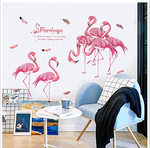 Flamingo sala de estar porche TV fondo decoración de la pared pegatinas de pared a prueba de agua 93 * 120 cm
