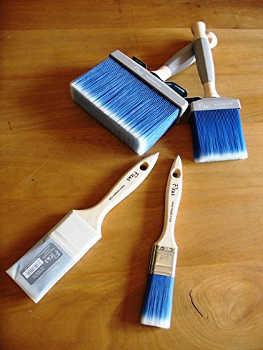 Fleur Paint 14002 - Brocha (fibra sintetica, 4 cm x 14 cm) color azul y blanco