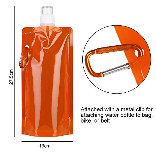 flintronic Botella de Agua Plegable, 8PCS Botella de Agua Plegable, Botella de Agua Potable Reutilizable de 680ml con Mosquetón de Aluminio para Senderismo, Ciclismo, Camping, Viajes, Escuela.
