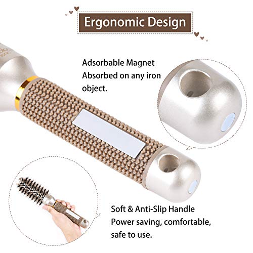 flintronic Cepillo Redondo Pelo, Antiestático Cepillo Redondo con Cerdas de Jabalí Nano Térmico Cerámico Lonic Tech para Protege Mejora la Textura Rizar Peinar para Secado de Cabello, Peinado