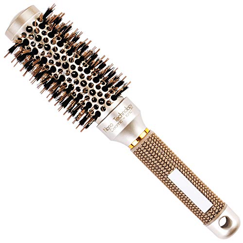 flintronic Cepillo Redondo Pelo, Antiestático Cepillo Redondo con Cerdas de Jabalí Nano Térmico Cerámico Lonic Tech para Protege Mejora la Textura Rizar Peinar para Secado de Cabello, Peinado