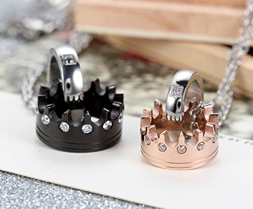 Flongo Pulseras para Parejas, His Queen y Her King, Acero Inoxidable Collares de Parejas Enamorados Coronas Colgantes, Original Regalo para San Valentín/Navidad
