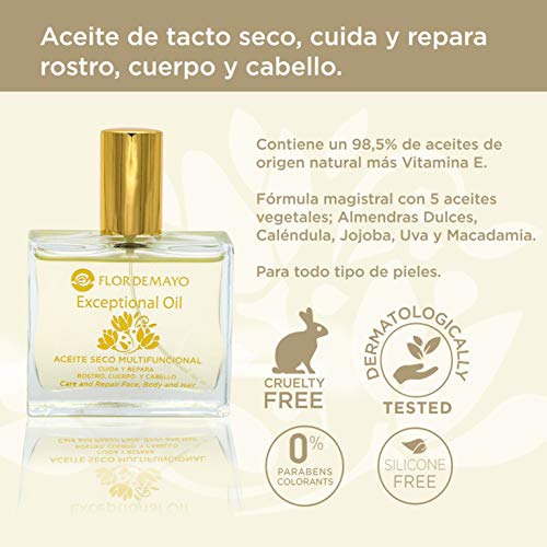 Flor de Mayo, Aceite Seco Multifuncional, Aceites Naturales Piel y Cabello 55ml