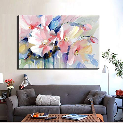 Flores de acuarela modernas Pintura de pared Flores de amapola pintadas a mano Imprimir en lienzo Imagen de pared para sala de estar Decoración para el hogar Regalo P88 20x30 cm Sin marco