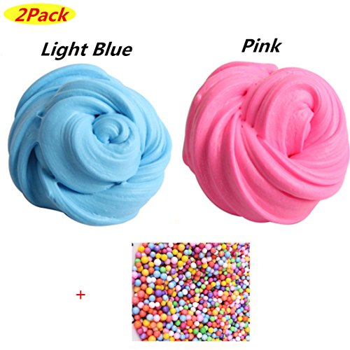 Fluffy Slime Kit-2Pack de Fluffy Floam Slime Putty,Clay Playdough,Rubber Mud para Niños y Adultos Stress Relief Toy No Borax,ideal para ejercicios de mano y dedos(incluye 1Pack de Colorful Foam Balls)