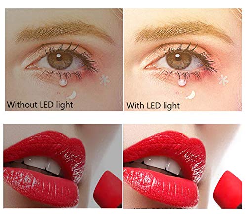 Flybiz Espejo de maquillaje de viaje, Espejo de Bolsillo Compacto Iluminado LED para Maquillaje, luz diurna, compacto, portátil, 1X/3X de Mano Portátil Doble Cara Iluminación Natural Plegable