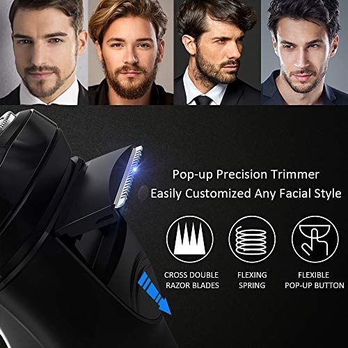 FLYCO Afeitadora Electrica Hombre, Máquina de Afeitar Inteligente con Display Digital, Uso en Húmedo y Seco, Bloqueo Inteligente con Funda de Viaje