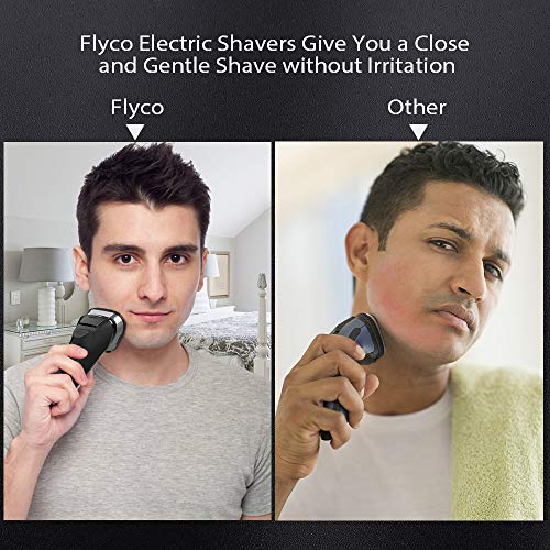 FLYCO Afeitadora Electrica Hombre, Máquina de Afeitar Inteligente con Display Digital, Uso en Húmedo y Seco, Bloqueo Inteligente con Funda de Viaje