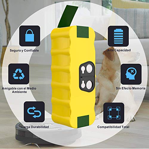 FLYLINKTECH 14.4V 4500mAh Ni-MH Aspiradoras de Repuesto Batería para iRobot Roomba 500 600 700 800 Series 530 531 532 535 536 540 550 552 560 570 580 595 620 650 660 760 770 780 790 870 980