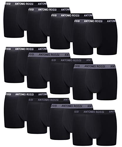 FM London Fitted Boxer, Negro, Medium (Pack de 12) para Hombre