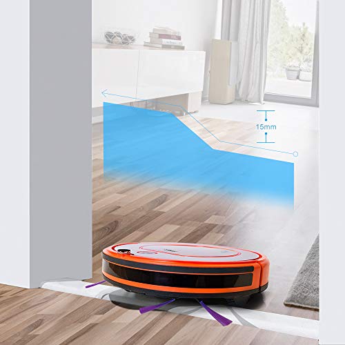 Fmart Robot Aspirador Q2 Limpiador de alfombras de Piso, Fregona Seca húmedo con Tanque de Agua, Robotic Limpiar para Mascotas Alergenos Inicio, Horario de Carga automática, Regalo día Madre