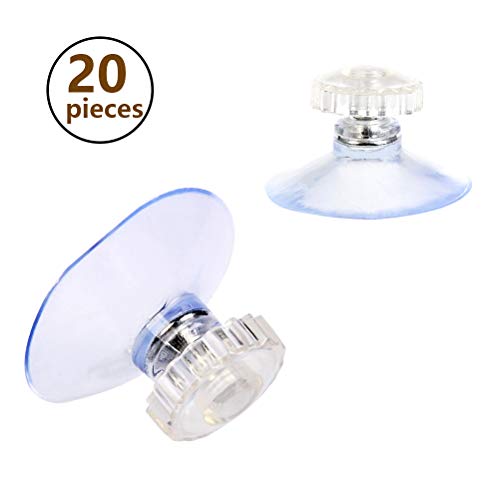 FOCCTS 20pcs Ganchos Ventosa Transparente 45mm de Plástico PVC con Rosca para Hogar,Oficina,Ventanas de Coche