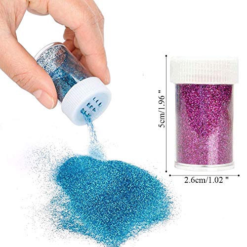 FOGAWA 24 Botes de Purpurina Manualidades Colores para Uñas con Tapa Perforada Purpurina de Glitter para Uñas 24 Colores Set de Brillantina en Polvo para Maquillaje y Decoración de Paple DIY