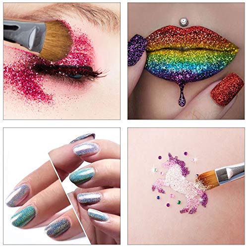 FOGAWA 24 Botes de Purpurina Manualidades Colores para Uñas con Tapa Perforada Purpurina de Glitter para Uñas 24 Colores Set de Brillantina en Polvo para Maquillaje y Decoración de Paple DIY