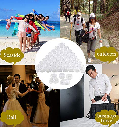 FOGAWA 50pcs 5 ml/5g Envase Cosmético Vacío Pequeño Plástico Transparente Puede Olla Cosmética Tarro Crema Mini Botella Cosméticos de Viaje con Tapa para Crema/Polvo/Loción/Pequeño Lazo del Oído