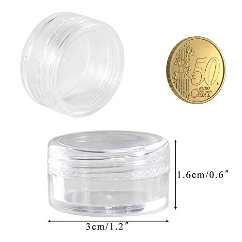 FOGAWA 50pcs 5 ml/5g Envase Cosmético Vacío Pequeño Plástico Transparente Puede Olla Cosmética Tarro Crema Mini Botella Cosméticos de Viaje con Tapa para Crema/Polvo/Loción/Pequeño Lazo del Oído