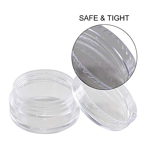 FOGAWA 50pcs 5 ml/5g Envase Cosmético Vacío Pequeño Plástico Transparente Puede Olla Cosmética Tarro Crema Mini Botella Cosméticos de Viaje con Tapa para Crema/Polvo/Loción/Pequeño Lazo del Oído