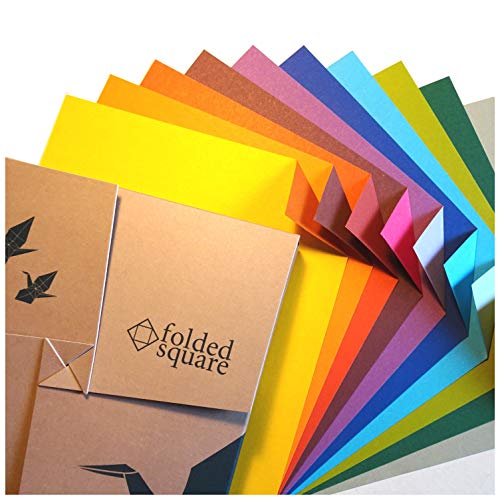 Folded Square Origami – Conjunto de Regalo de Papel para Papiroflexia | 100 Hojas, 15cm Cuadrado | Colección de Colores Complementarios