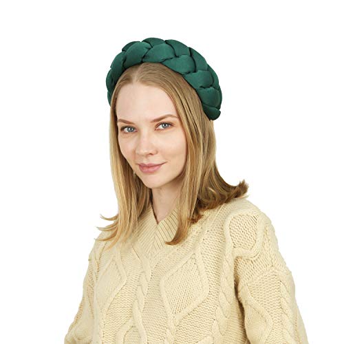 Folora Diadema de esponja gruesa satinada exagerada de moda de los años 90 con trenza retorcida, adecuada para mujeres y niñas