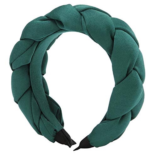 Folora Diadema de esponja gruesa satinada exagerada de moda de los años 90 con trenza retorcida, adecuada para mujeres y niñas