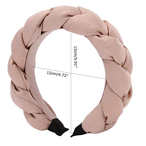 Folora Diadema de esponja gruesa satinada exagerada de moda de los años 90 con trenza retorcida, adecuada para mujeres y niñas
