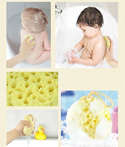 Fontee Baby esponja bebé Niños Hidrofílico Bebé Súper Suave y Sin Irritación Ducha Baño Esponja Amarillo