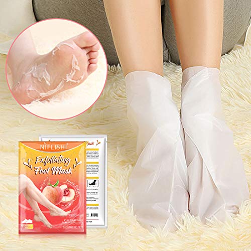 Foot Peel Mask 3 Pack, Removedor de Callo Exfoliante y Piel Seca, Obtenga Pies Suaves para Bebés en 1 Semanas para Hombres y Mujeres (Melocotón)
