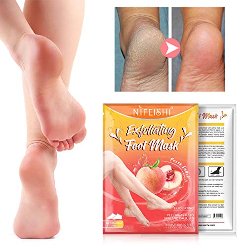 Foot Peel Mask 3 Pack, Removedor de Callo Exfoliante y Piel Seca, Obtenga Pies Suaves para Bebés en 1 Semanas para Hombres y Mujeres (Melocotón)