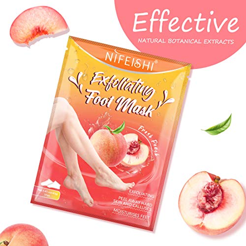 Foot Peel Mask 3 Pack, Removedor de Callo Exfoliante y Piel Seca, Obtenga Pies Suaves para Bebés en 1 Semanas para Hombres y Mujeres (Melocotón)