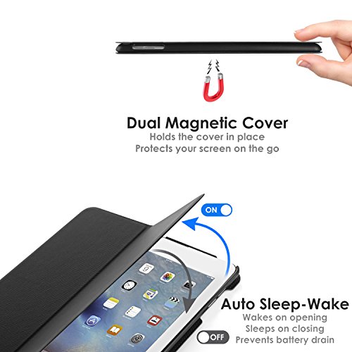 Forefront Cases Funda para Apple iPad Air 2 2a Generación Funda Carcasa Stand Case Cover - Delgado Ligera, Protección Completa del Dispositivo y Smart Auto Sueño Estela Función - Negro
