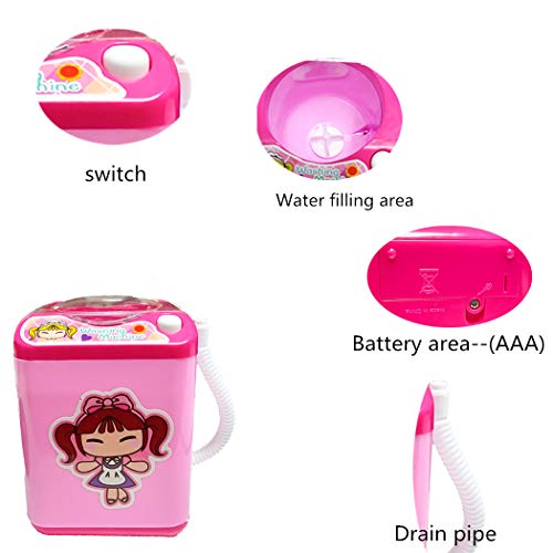 FORLADY Mini aparato para niños Lavadora Juguete Simulación Limpieza automática Lavadora Maquillaje eléctrico Cepillo Limpiar
